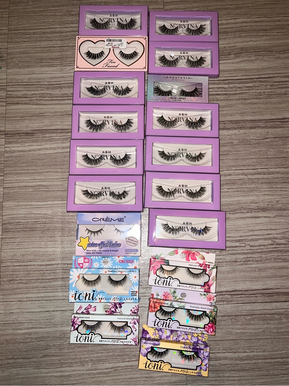 NEW 💖 Lot of 19 False Lashes - Black Lashes Anastasia BH, ioni, Crème, Too Faced